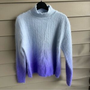 Carducci Womens Angora Bland Mock Neck Sweater Size M Blue Ombré Fuzzy Y2K